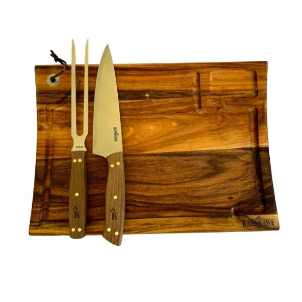 Set Parrillero: Tabla + cuchillo + tenedor